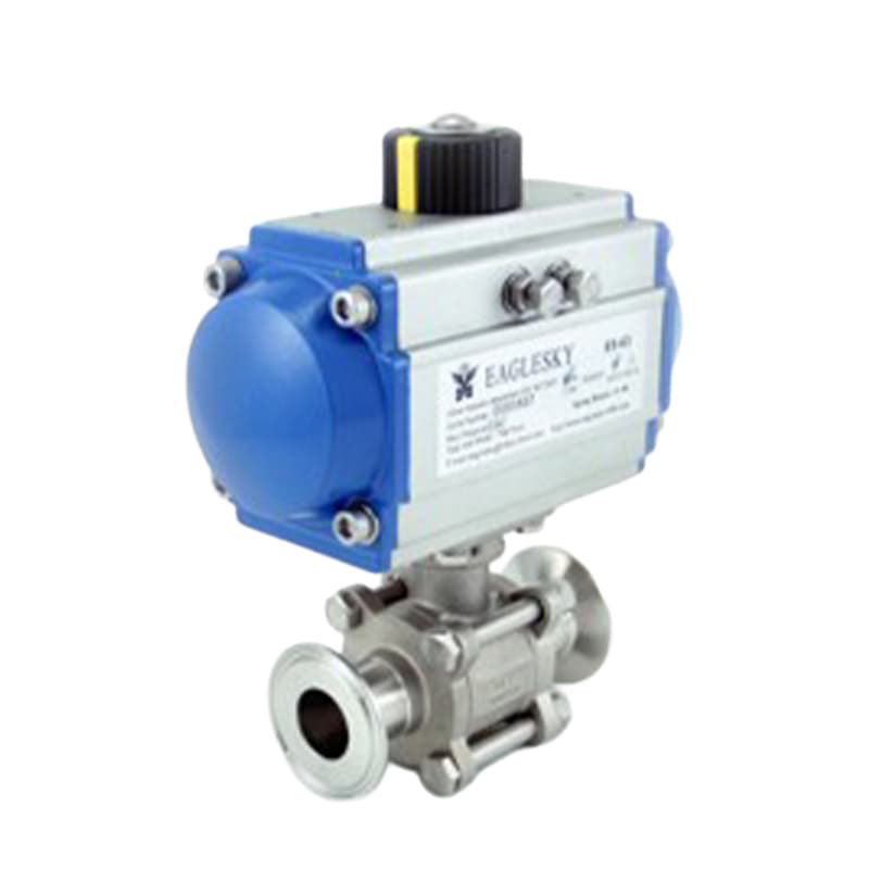 Automatic/Pneumatic 3-Piece 2-Way Ball Valve (Clamp End)