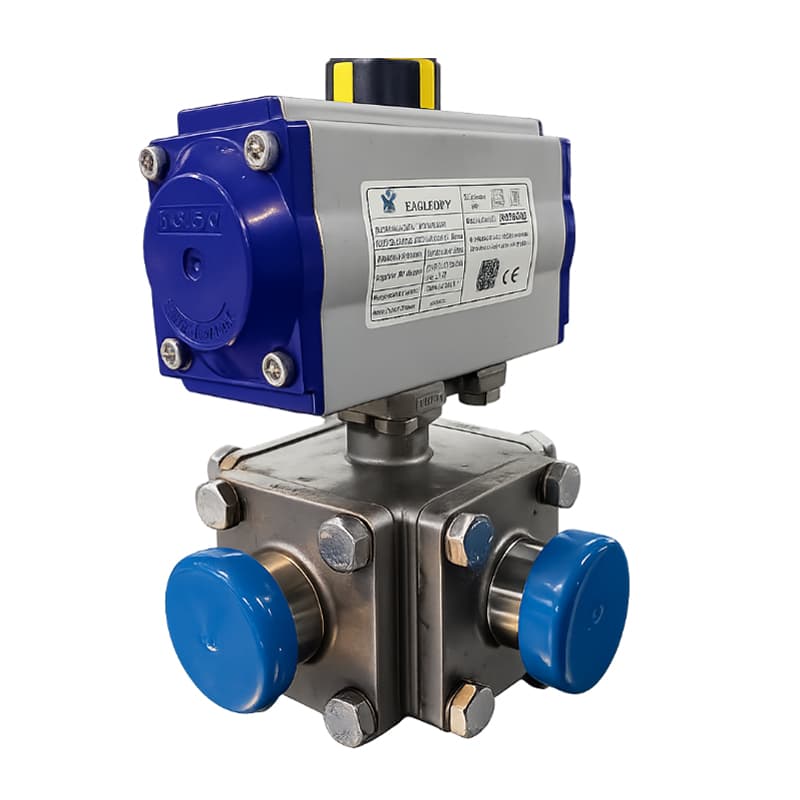 Automatic/Pneumatic 4-Piece 3-Way Ball Valve (Clamp End)